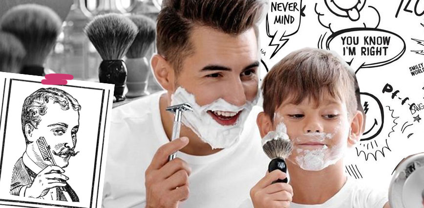 Retrato de hombre joven afeitarse la barba con máquina de afeitar eléctrica